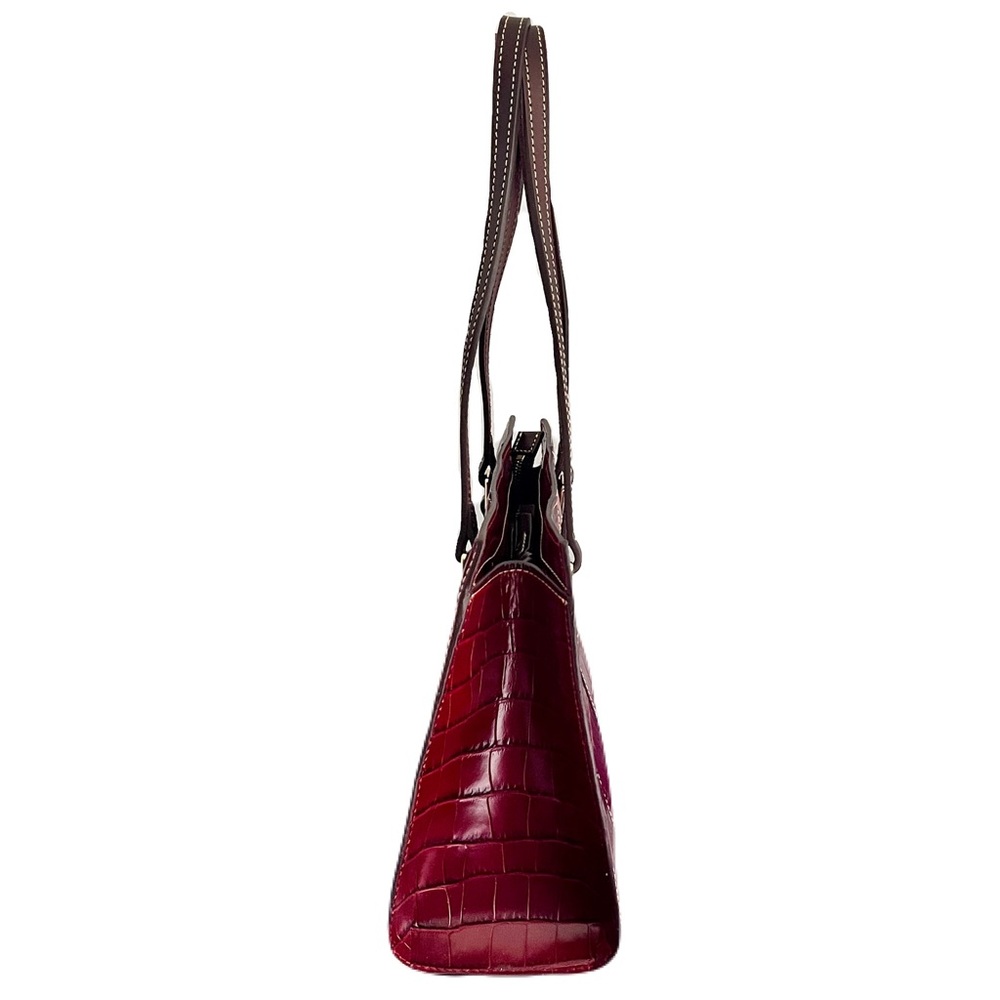 Dooney & Bourke ‘Charlotte’ Red Croc Embossed Leather Tote Bag in “Bourdeaux” - Picture 2 of 9